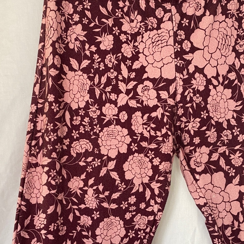 Novella Royale Burgundy and Pink Floral Flare Pants
